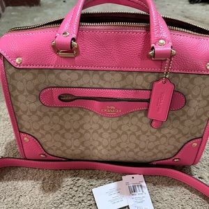 COACH Millie Satchel Light Khaki/Petunia